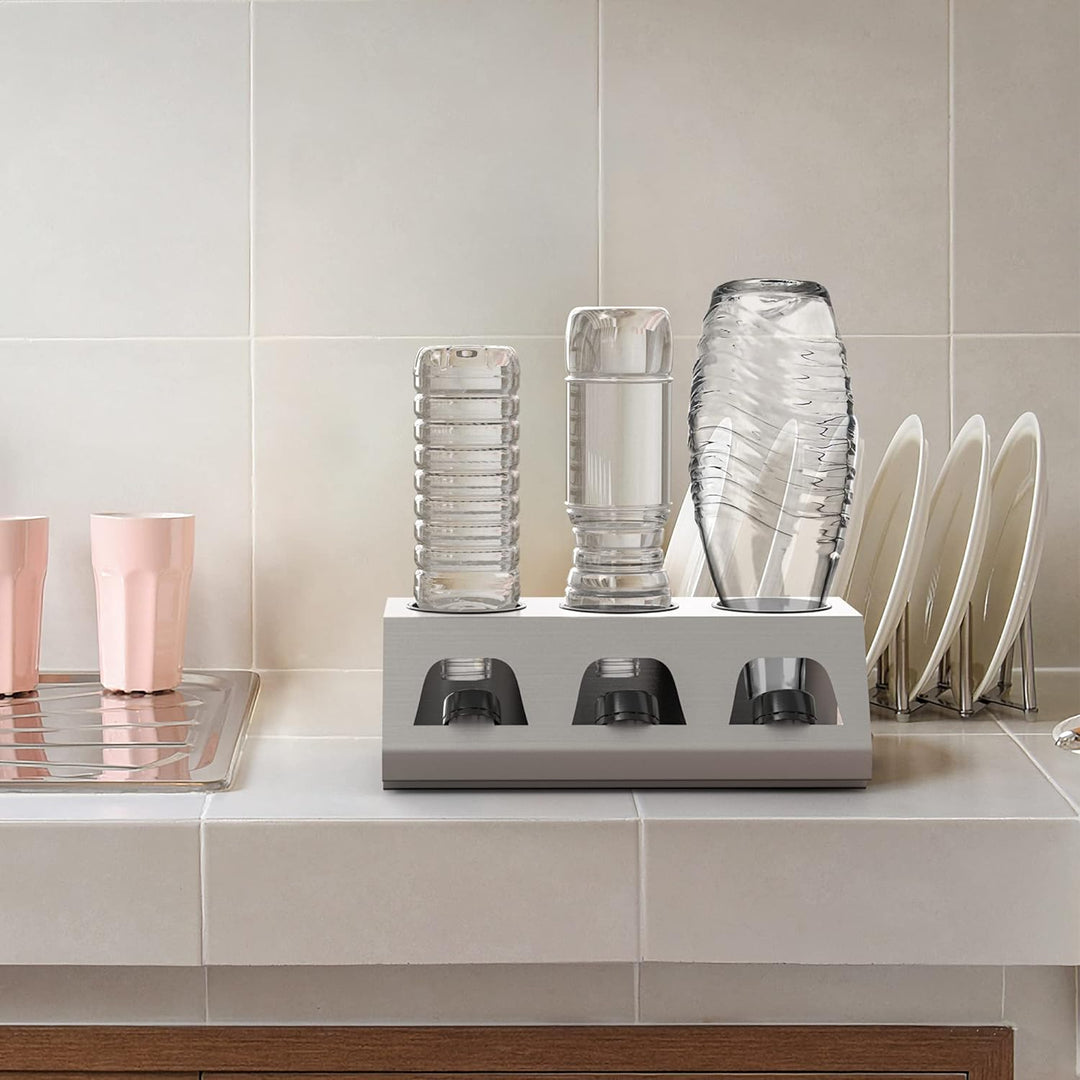 INTIRILIFE Flaschenhalter aus Edelstahl in Silber - 30 x 15.5 x 11 cm - Abtropfgestell Flaschenständ