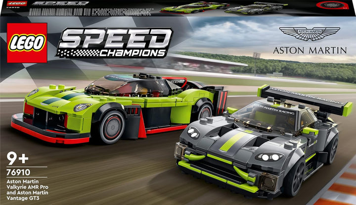 LEGO 76910 Speed Champions Aston Martin Valkyrie AMR Pro & Vantage GT3, Bausatz mit 2 Rennwagen, Mod