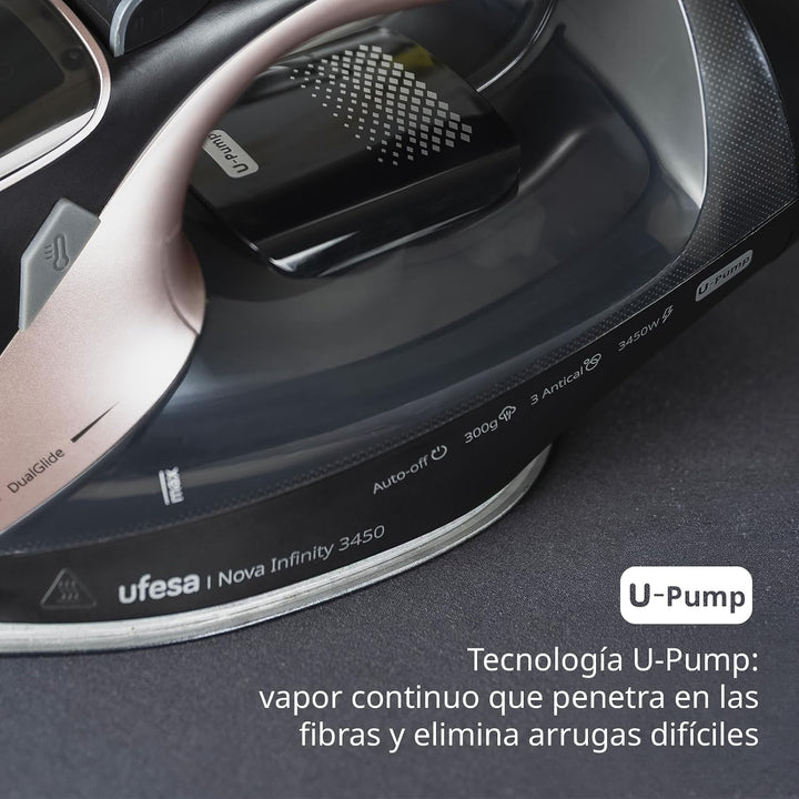 Ufesa Dampfbügeleisen Nova Infinity 3450W, Dampfstoss 300 g, Dauerdampf 70 g/min, DualGlide-Keramiks