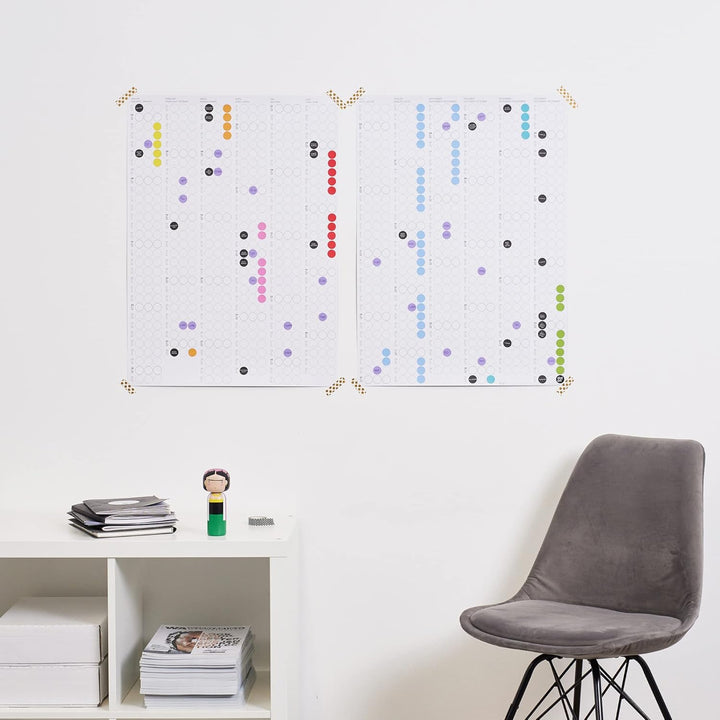 dot on Halbjahresplaner 2025 mit bunten Klebepunkten - Wandplaner Designkalender DIY Kalender Wandka