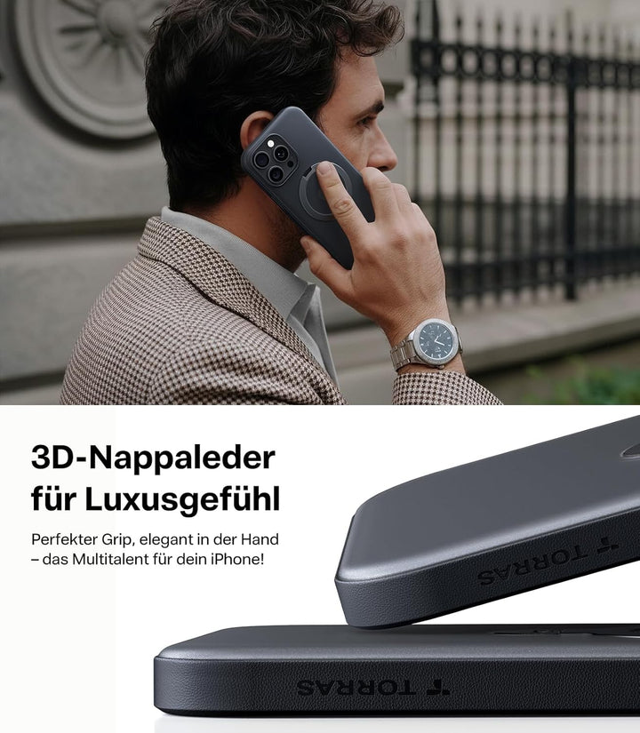 TORRAS 360° Ostand Spin für iPhone 15 Pro Hülle (Magnetischer Robust Standring) Militärschutz, Matt