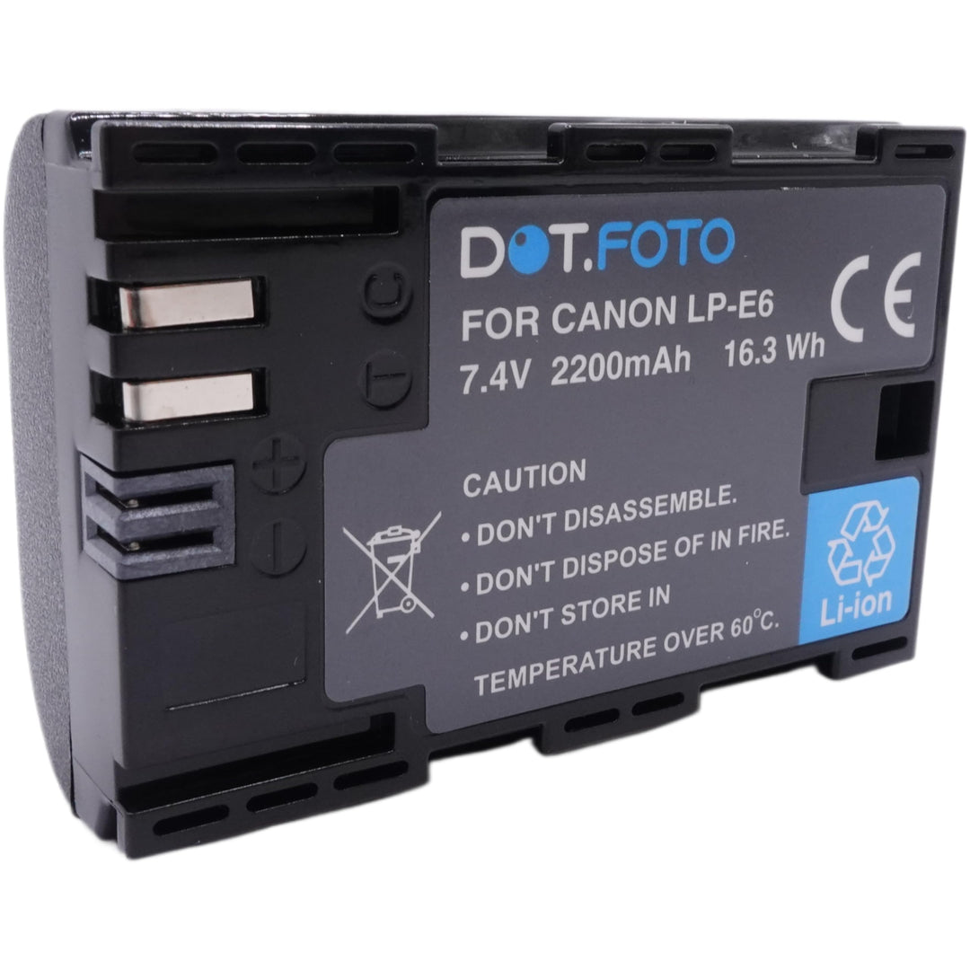 Dot.Foto LP-E6 Premium Hohe Kapazität 7.4v / 2200mAh Akku für Canon x 1 - LP-E6 2200mAh, x 1 - LP-E6