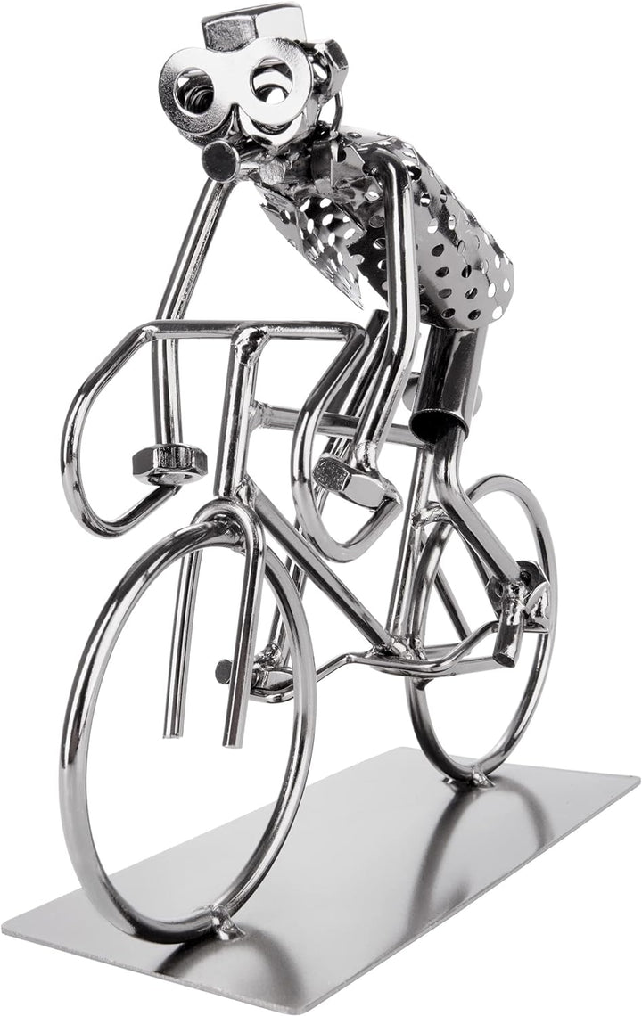 BRUBAKER Schraubenmännchen Fahrradfahrer - Fahrrad Eisenfigur Metallmännchen - Handarbeit Metallfigu