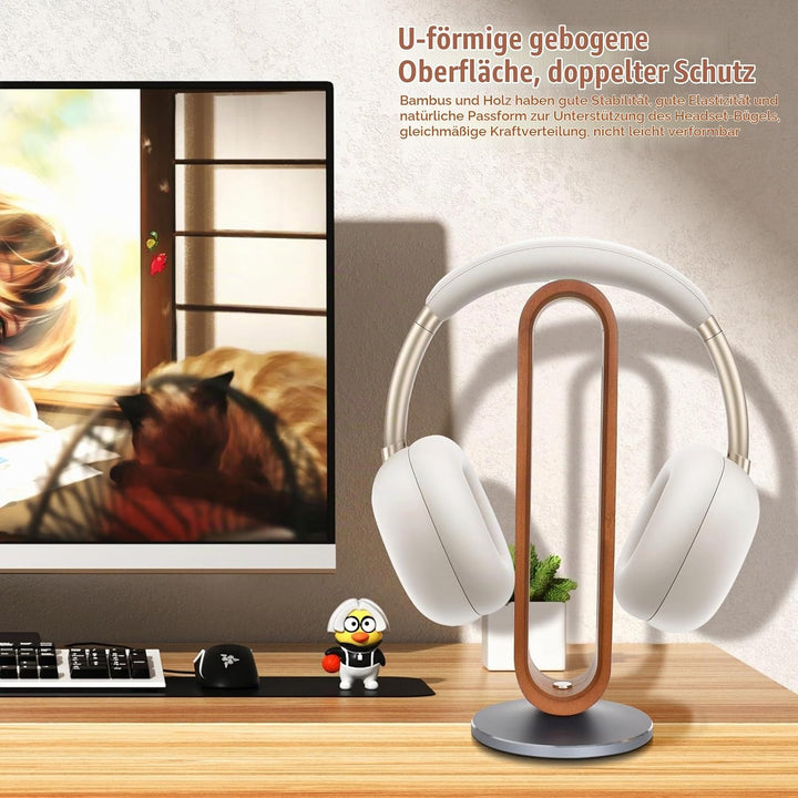Universal Kopfhörerständer aus Holz - Stylischer Halter für Gaming Headset &amp; On Ear Kopfhörer,Headph