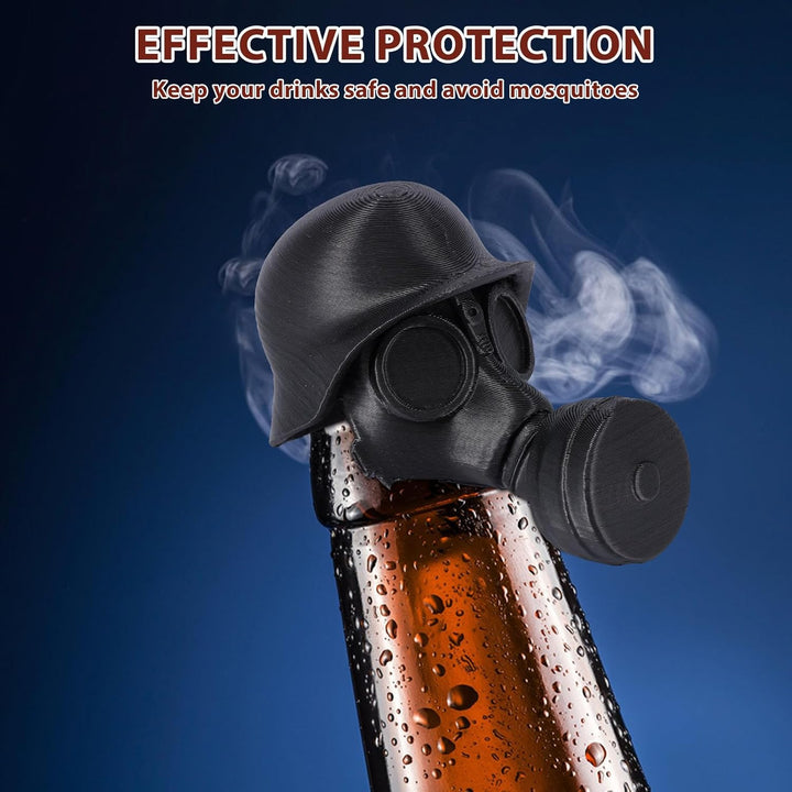4 Stück Bierflaschenverschlüss,Bierflaschen im Vintage Stil, Kreativer Bierhelm mit Militär Gasmaske