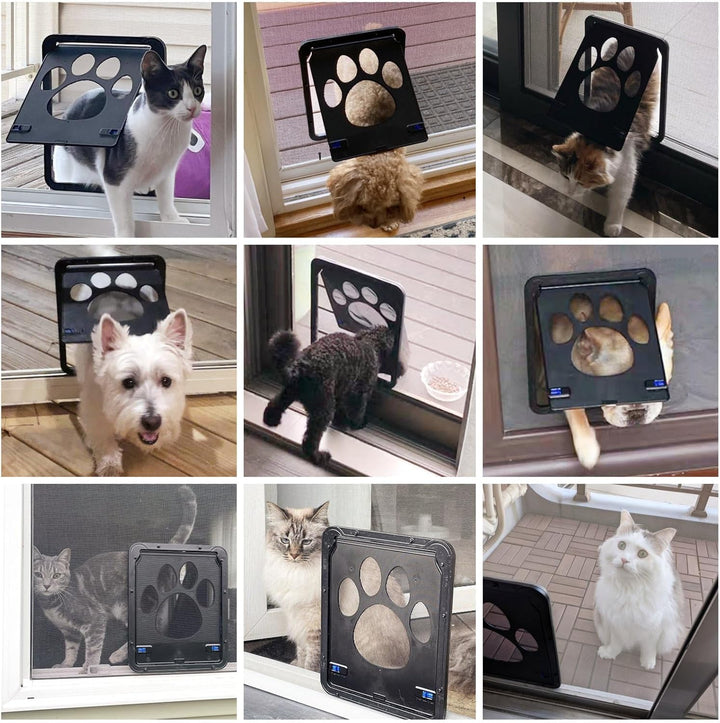 NAMSAN Haustierklappe Fliegengitter mit Fenster Katzenklappe Fliegengittertür Abschliessbar Hundekla