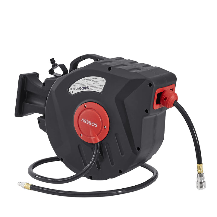 Arebos Druckluftschlauch Aufroller | Automatik Schlauch Aufroller | Wandhalterung | 1/4 Zoll Schnell