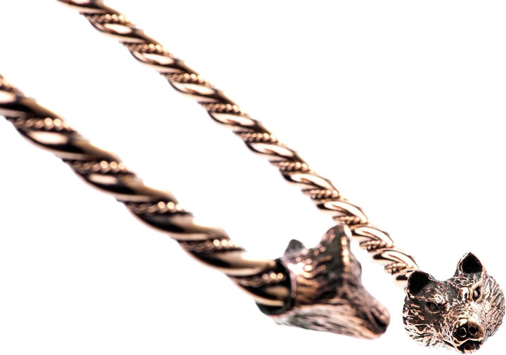 Windalf Männer Torques WULF Ø 14.5 cm Halsschmuck Odins Wölfe Handarbeit aus hochwertiger Bronze
