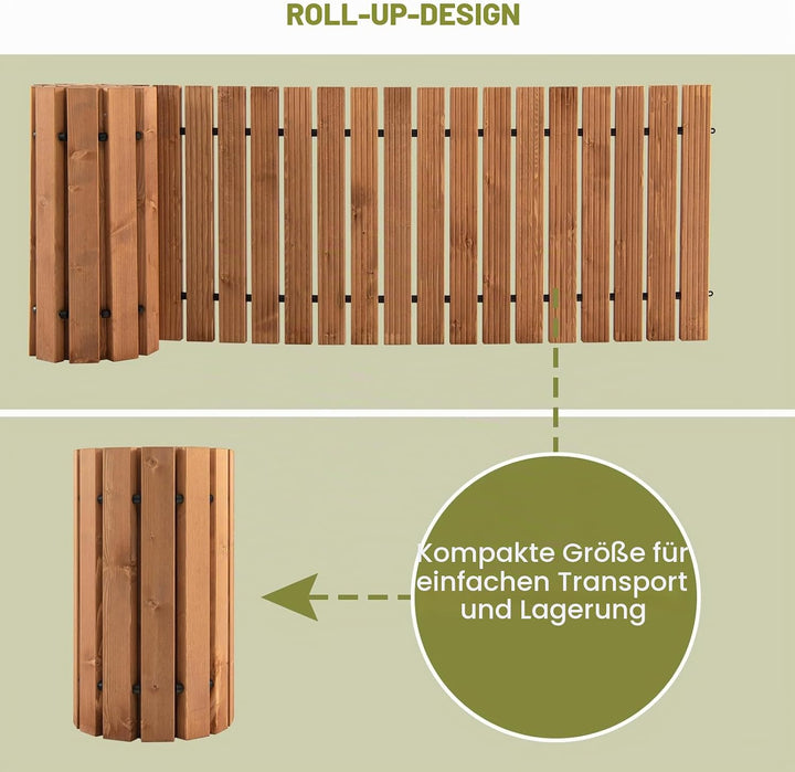 SOARS Rollweg, Gartenweg aus Tannenholz mit Tragegriff &amp; Metalldraht, Gartentritt, Gehweg, Holztritt