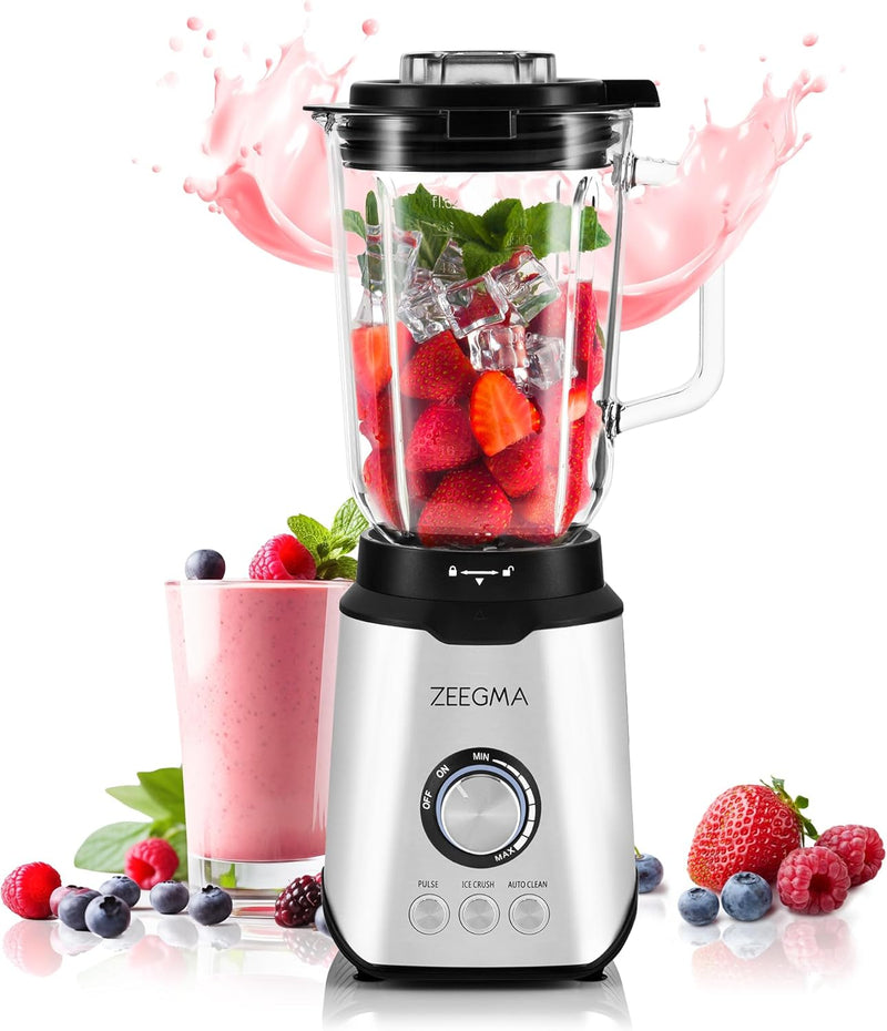 ZEEGMA Grand Vitamine Multifunktions-Standmixer 1600 W, Standmixer mit 1,7 l Glasbehälter, drei Auto