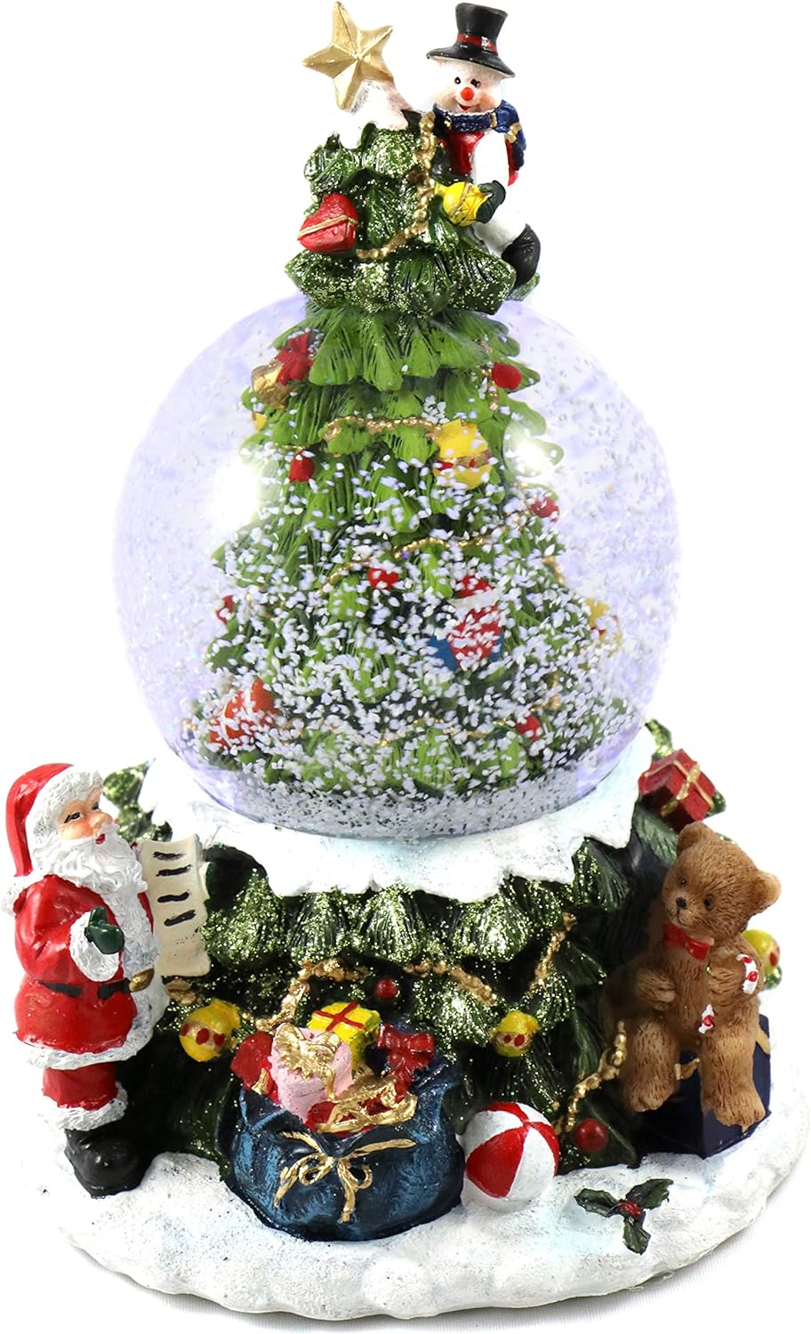 Schneekugel/Spieluhr mit Tannenbaum, mit Schneeantrieb, Musik & Licht Ø 85mm, H.: 18,5cm Weihnachten