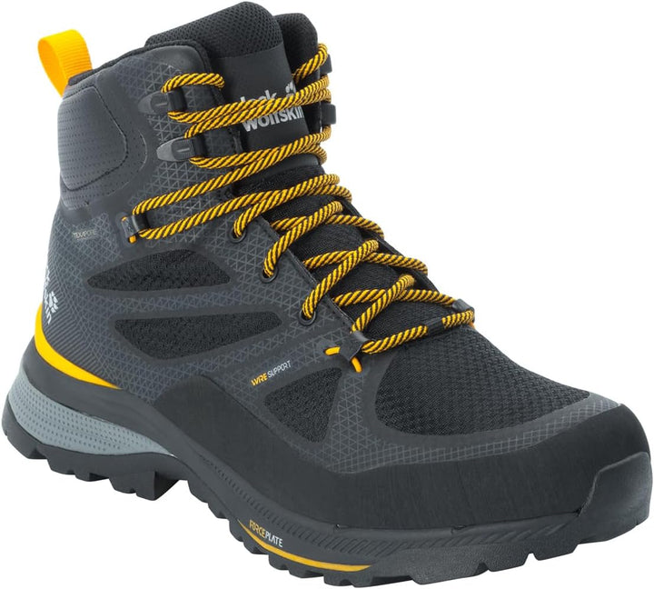 Jack Wolfskin Herren Force Striker Texapore Mid M Walking-Schuh 41 EU Black Burly Yellow Xt, 41 EU B