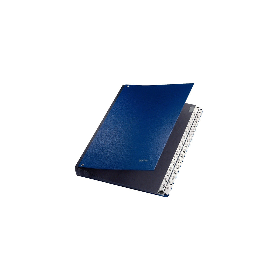 Leitz Pultordner, A4, 31 Fächer, 31 Plastik-Zahlen-Taben, Kunstoff, Blau, 58310035 31 Fächer Blau Si