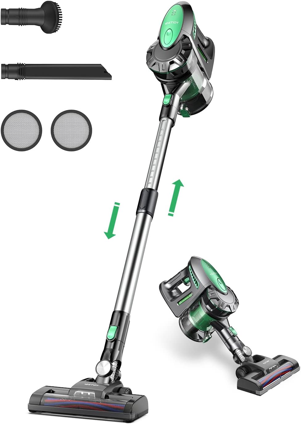 Vactidy Blitz V8 Akku Staubsauger Kabellos, 25KPa Kabelloser Staubsauger Mit abnehmbarem Akku, Akkus