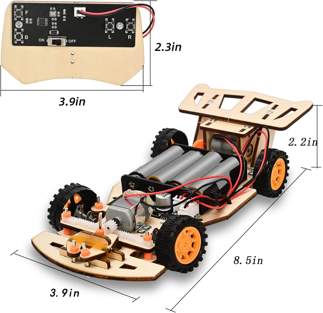 3D Holzpuzzle für Kinder, ferngesteuertes Auto mit Self-Centering Steering - Holzbauset zum Basteln