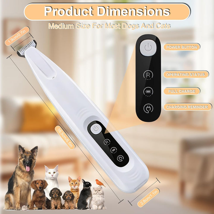 Haustierhaarschneider mit LED-Licht,PawTrim Pro Leise,Mit Ersatzklinge,Kabellos Haustier Rasierer Mi