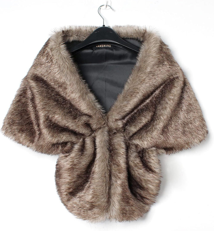 Generisch Damen Brautjacke Bolero Fell Winter Warm Hochzeitsjacke Hochzeitstuch Pelzimitat für Abend