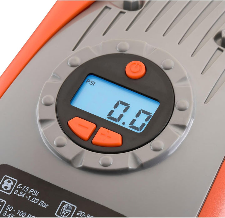 Black+Decker Kompressor (11 bar / 160PSI, Luftpumpe, digitale Druckeinstellung, Kabelfächer, beleuch