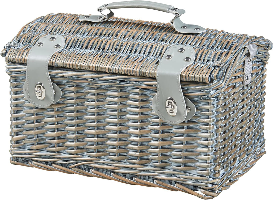 casa.pro Picknickkorb Folldal Komplettset für 2 Personen mit Kühltasche Weidenkorb Picknickset aus G