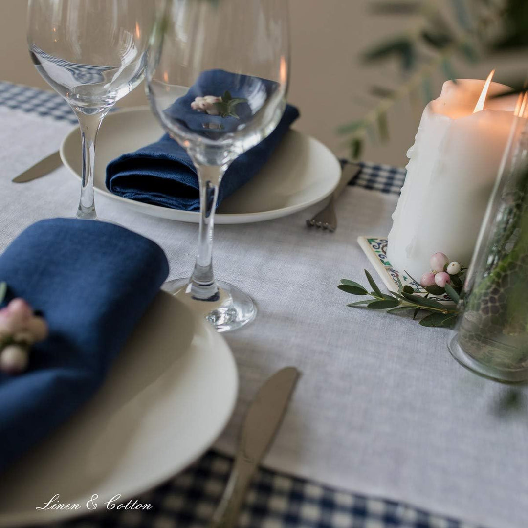 Linen & Cotton Tischläufer Stoff Tischband Tischdeko Hygge 100% Leinen, Weiss Weiss (40 x 200 cm) Re