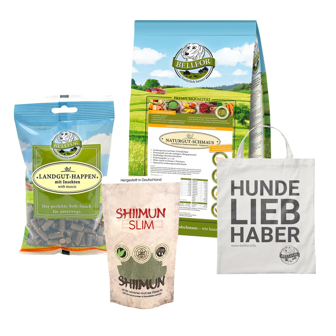 Bellfor Futterset Hundefutter Hypoallergen 4 kg Snacks 200 g Diät für Hunde 120 g für Ernährungssens