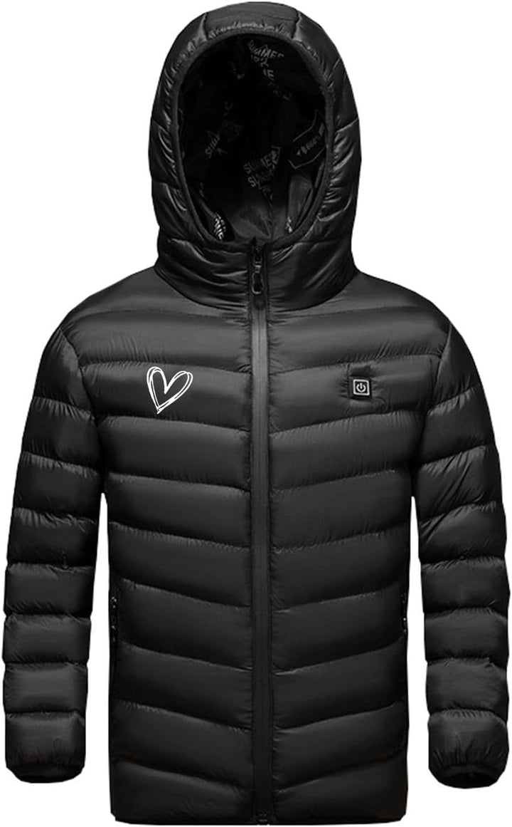 Elektrische Heizjacke Kinder Beheizbare Jacke USB Wärmejacke mit 3 Heizstufen, Beheizbare Kapuzenjac