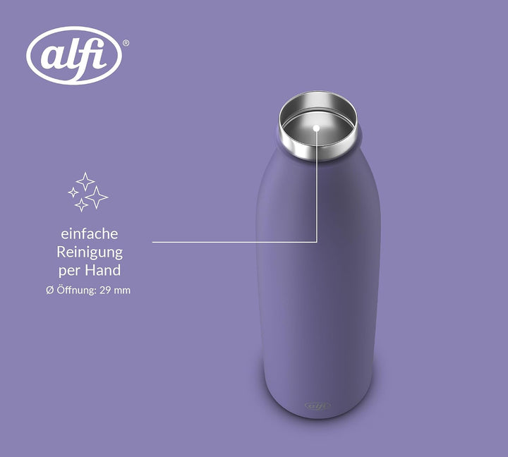 alfi PURE BOTTLE Isolierflasche 0,50 l, 24 h kalt, iris bloom mat | 12 h heiss, Kohlensäurefest, aus