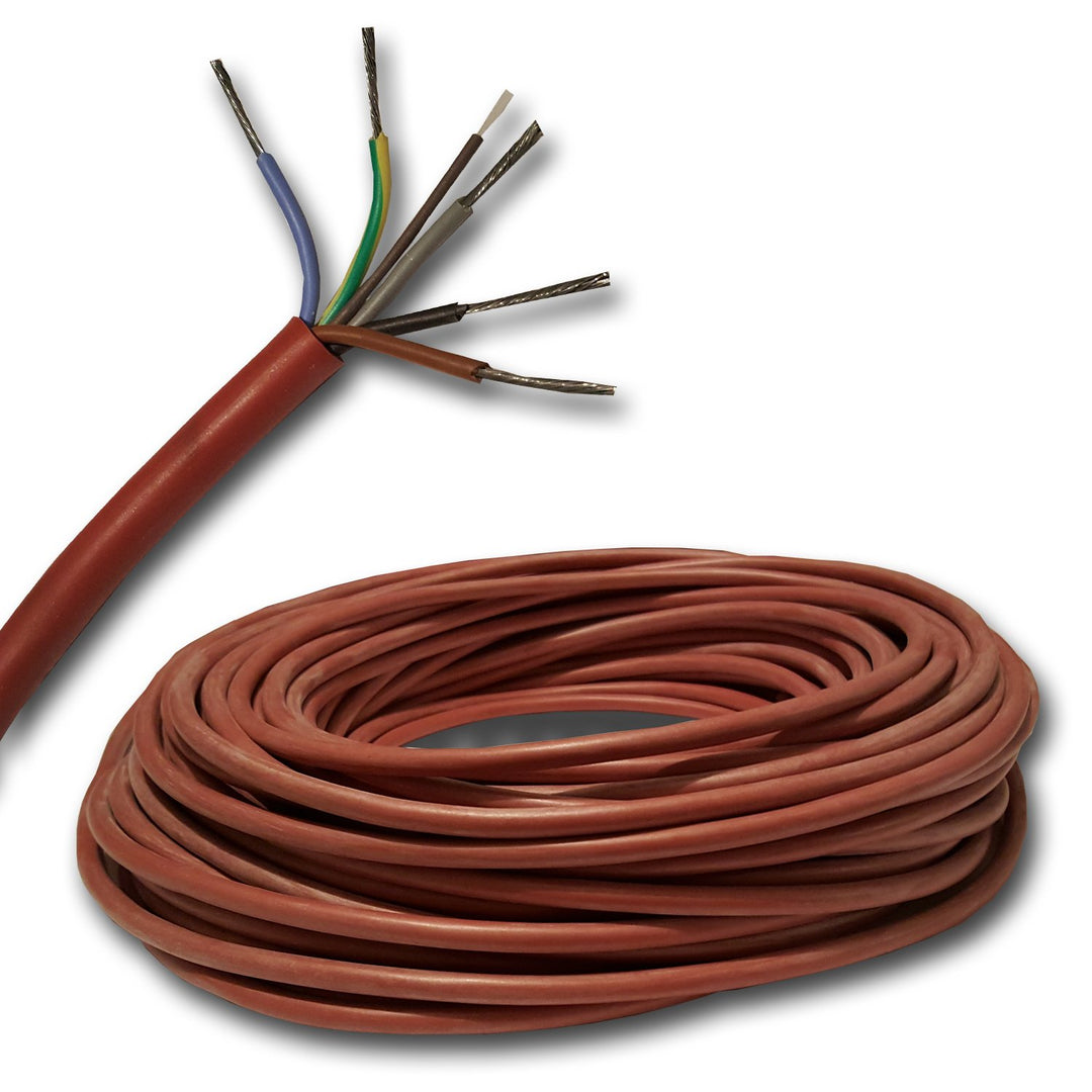 3 Meter Silikonkabel z.B. für Ihre Sauna - SIHF 5x2,5 mm² 3m