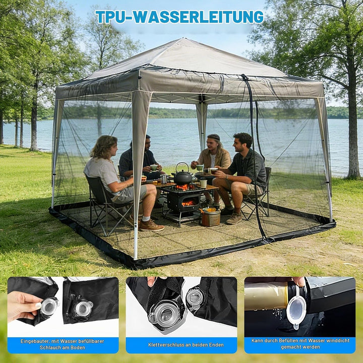 3x3m Moskitonetz Fliegengitter für Pavillon Sonnenschirm, PP Nanocomposite Gazebo Mosquito Net 4-Sei
