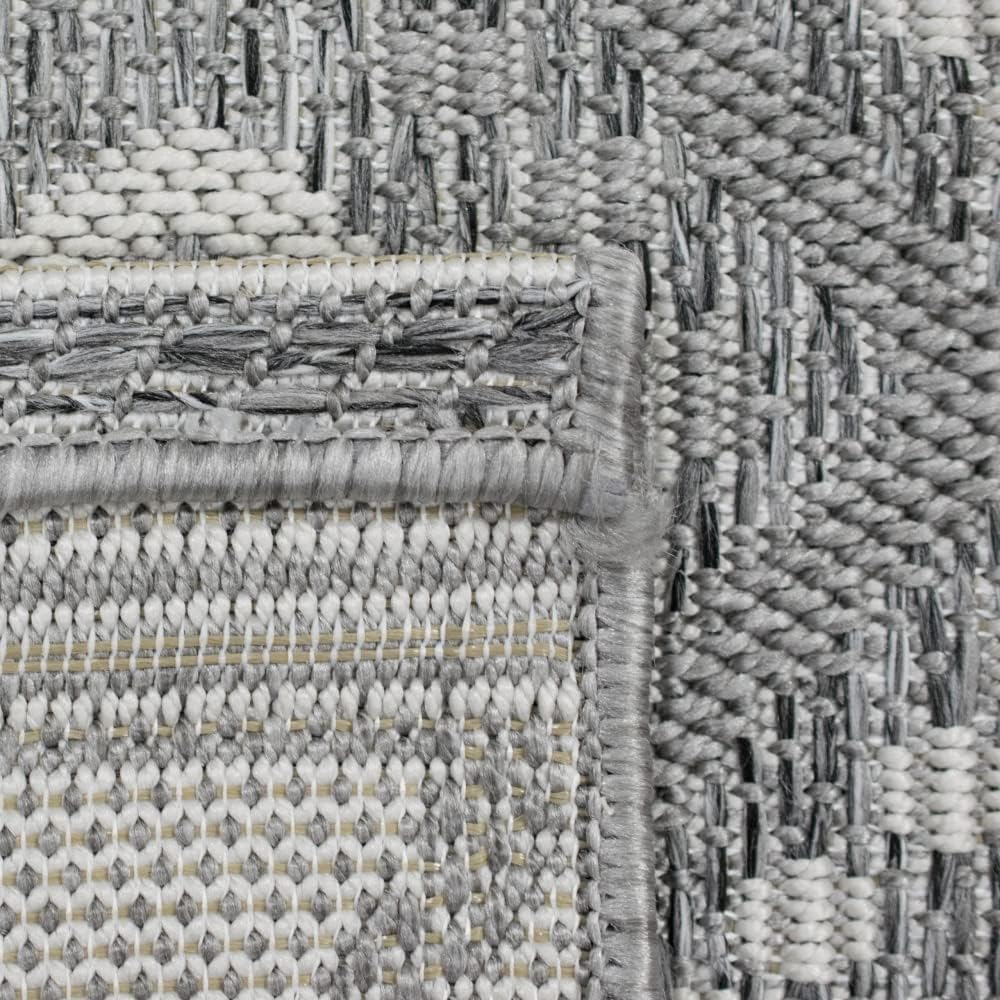 Teppich-Traum Runder In- & Outdoor Teppich Sisal Optik Küche Wohnzimmer Terrasse Balkon Rauten Zickz