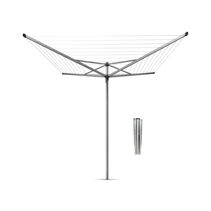 Brabantia 310805 Topspinner Wäschespinne mit 45mm Metallbodenanker, Rotary, silber, 50m 50m Wäschesp