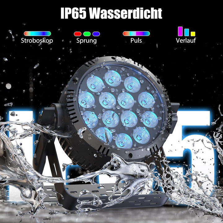 RGBW 200W LED Par Strahler IP65, Wasserdichte 14 LED Bühnenlicht mit Stroboskop, Discolicht Partylic