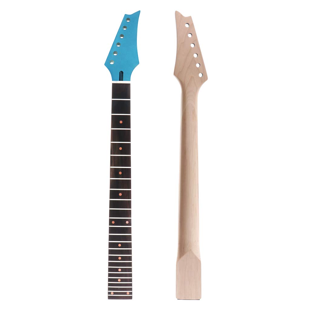 Alnicov E-Gitarrenhals Ahornkopf Palisander Griffbrett 24 Bünde für IBZ-Teile, Blau, blau