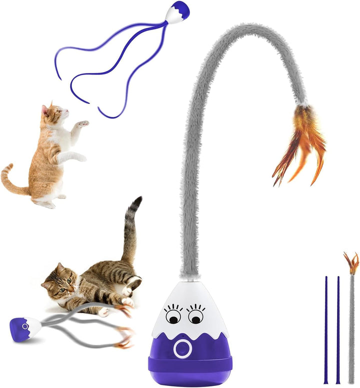 lifefav Katzenspielzeug, wiederaufladbares Katzenspielzeug mit Teaser-Plüsch/Silikonschwanz, elektri