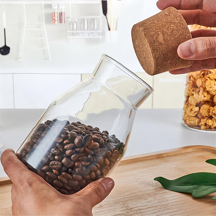Glas Vorratsdosen mit Korkstopfer Moderner Glasbehälter Luftdicht Gläser mit Holzdeckel, 900ml/30.4