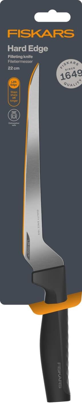 Fiskars Filetiermesser, Hard Edge, Elegantes Design, Gesamtlänge: 32,1 cm, Rostfreier Stahl/Kunststo