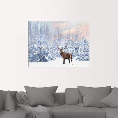 ARTland Wandbild Alu Verbundplatte für Innen & Outdoor Bild 60x45 cm Querformat Tiere Hirsch Natur L