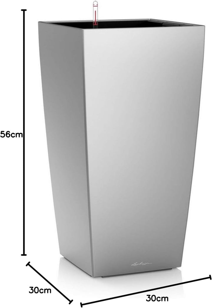 LECHUZA CUBICO Premium 30 silber metallic 18185 29.5x29.5x56.5 cm Silber Metallic, 29.5x29.5x56.5 cm
