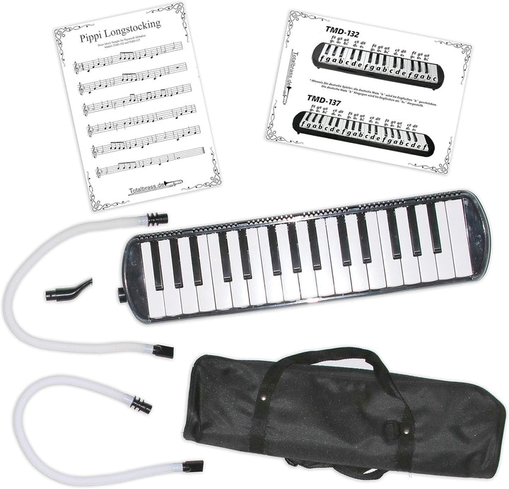 Tuyama® TMD-132 Melodica Melodika mit Mundstück, 2 Mundschläuchen, Notenblatt und Koffer (32 Tasten)
