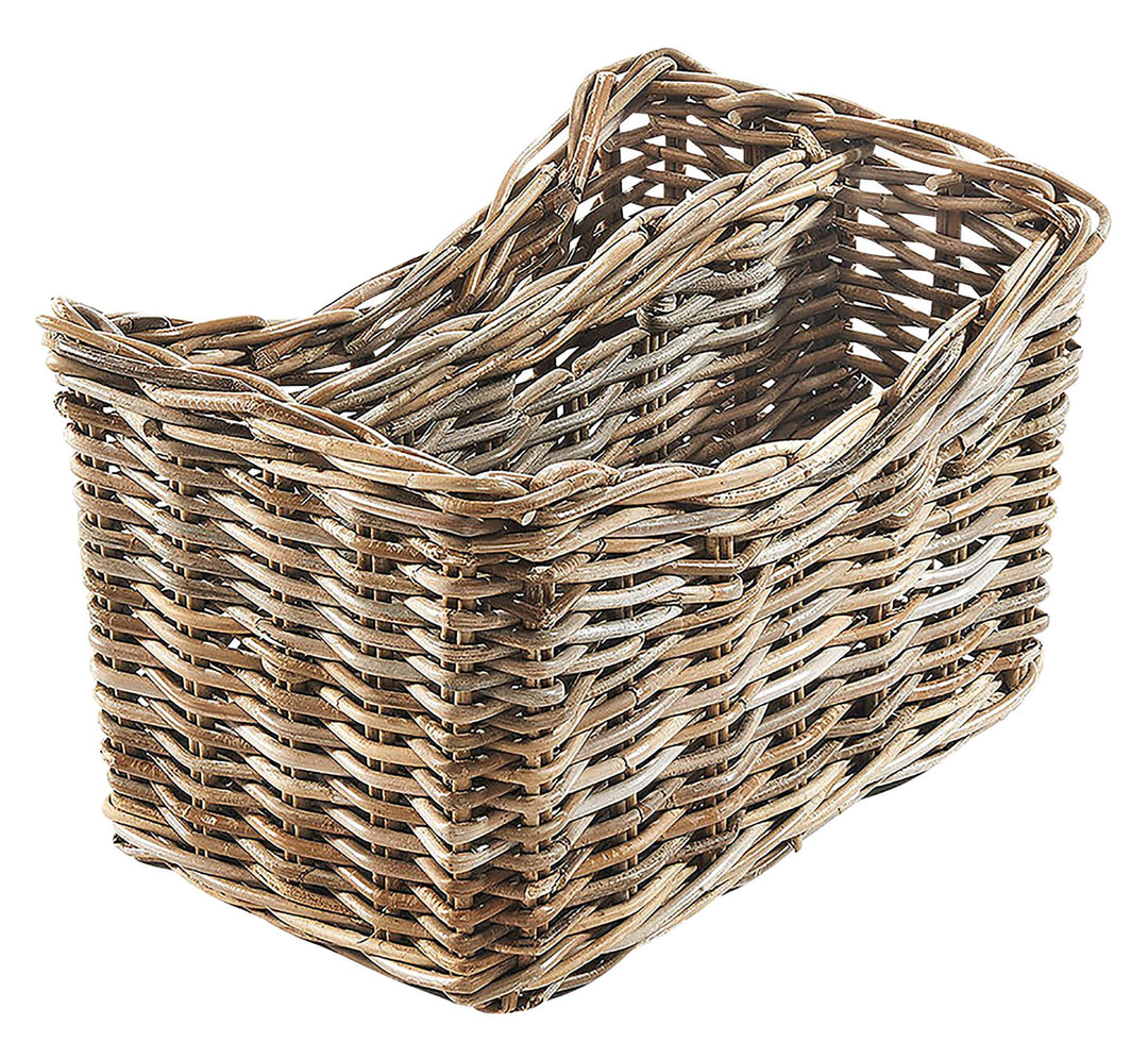 Kobolo Zeitungsständer Magazinsammler Zeitschriftenkorb aus Rattan - kubu Grey - 2 Fächer