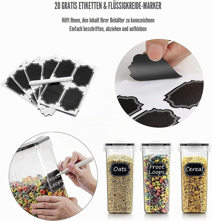 Wildone Frischhaltedosen, luftdicht, Vorratsdosen für Müsli und trockene Lebensmittel, Zucker, Mehl,