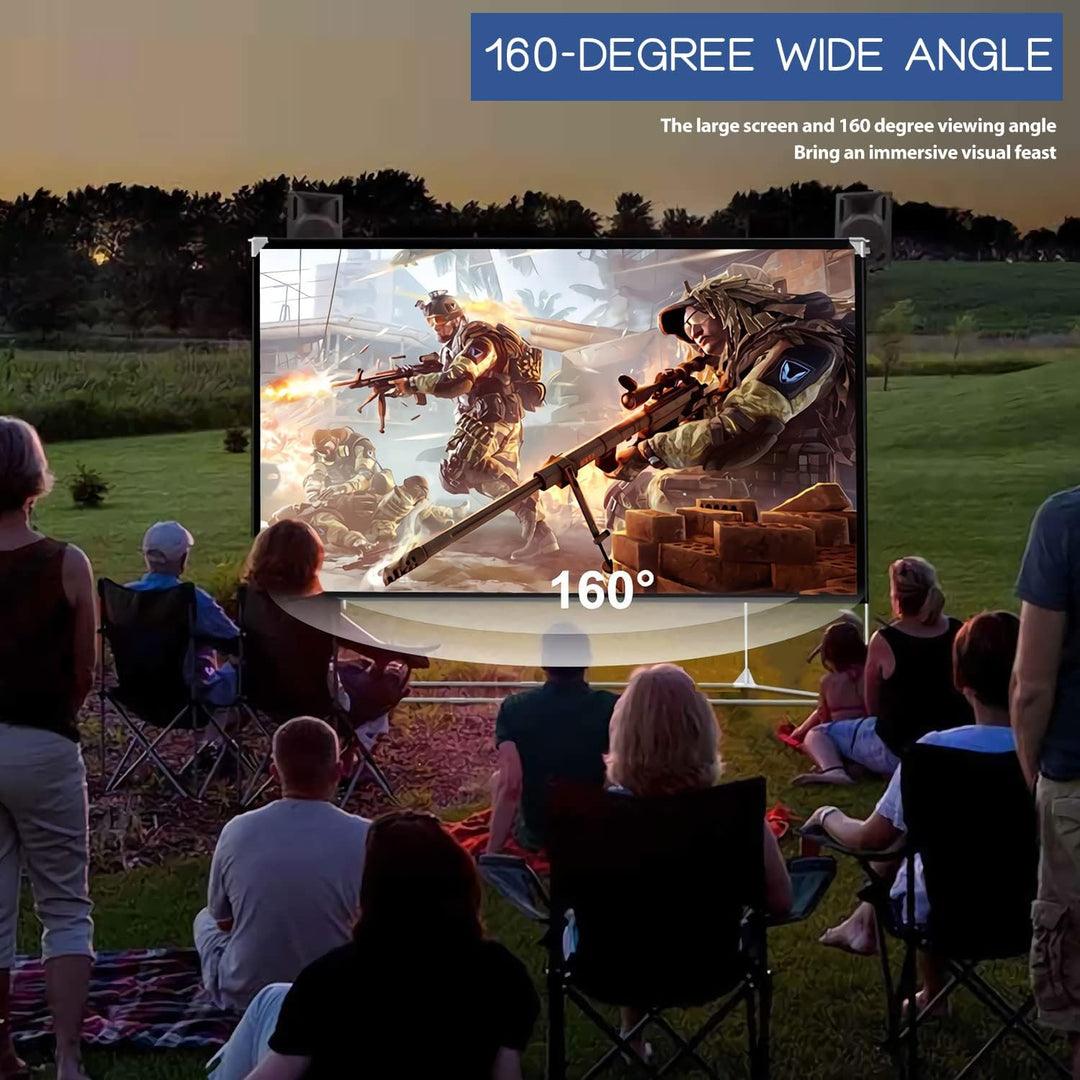 Projektion Leinwand mit Stand 150 Zoll Tragbar Leinwand Beamer 16:9 HD 4K Premium knitterfreier Lein