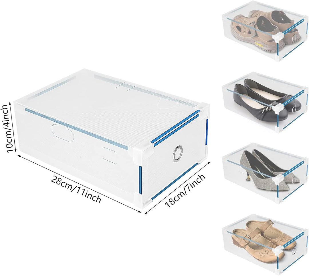 10Stück Set Schuhboxen Schuhkasten Schuhkarton Schuhaufbewahrung Aufbewahrungsbox mit Deckel Transpa