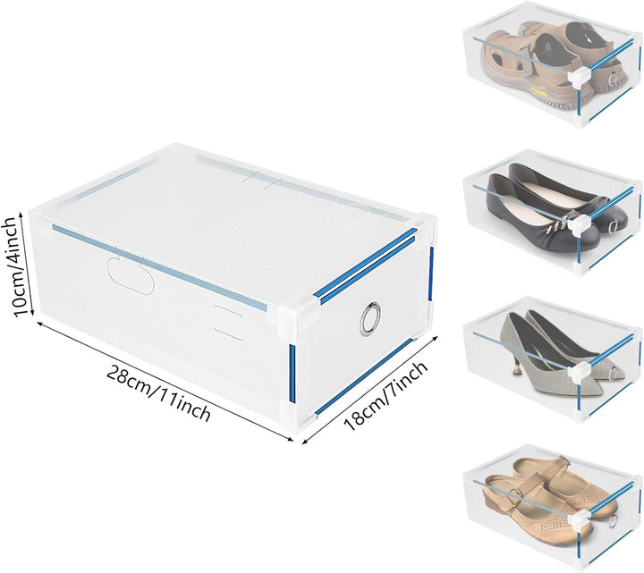 10Stück Set Schuhboxen Schuhkasten Schuhkarton Schuhaufbewahrung Aufbewahrungsbox mit Deckel Transpa