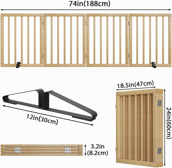 Freistehendes Hundegitter, Faltbares Hundebarriere für Tür,Treppen,Flur,Küche &amp; Schlafzimmer, Freist