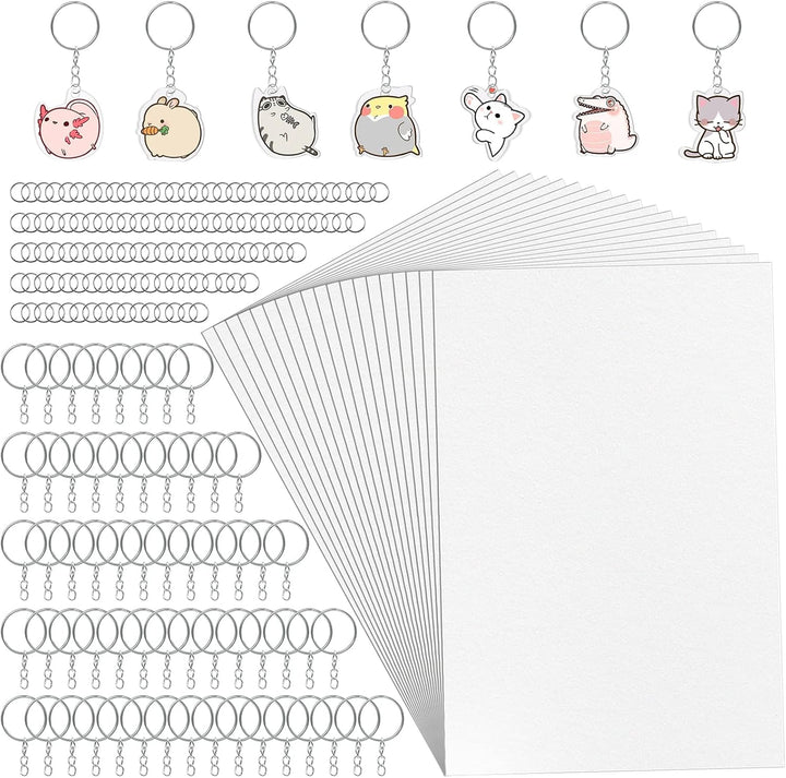 WOOWAIR 225 Stück Schrumpffolie Set, Inklusiv 25 Stück A4 Schrumpffolie zum Bemalen(20 x 29 cm), 100