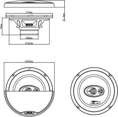 Alpine SXE-2035S 20 cm (8-Zoll) 3-Wege KFZ-Koaxiallautsprecher