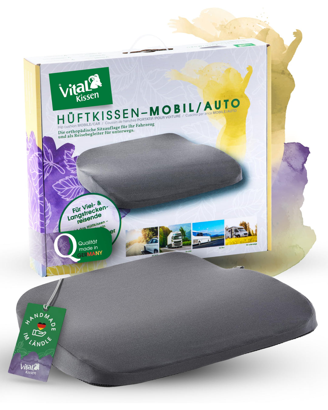 Vital Kissen® Auto | Keilkissen Auto | orthopädisches Sitzkissen Auto | Ergonomisch | entlastet orth