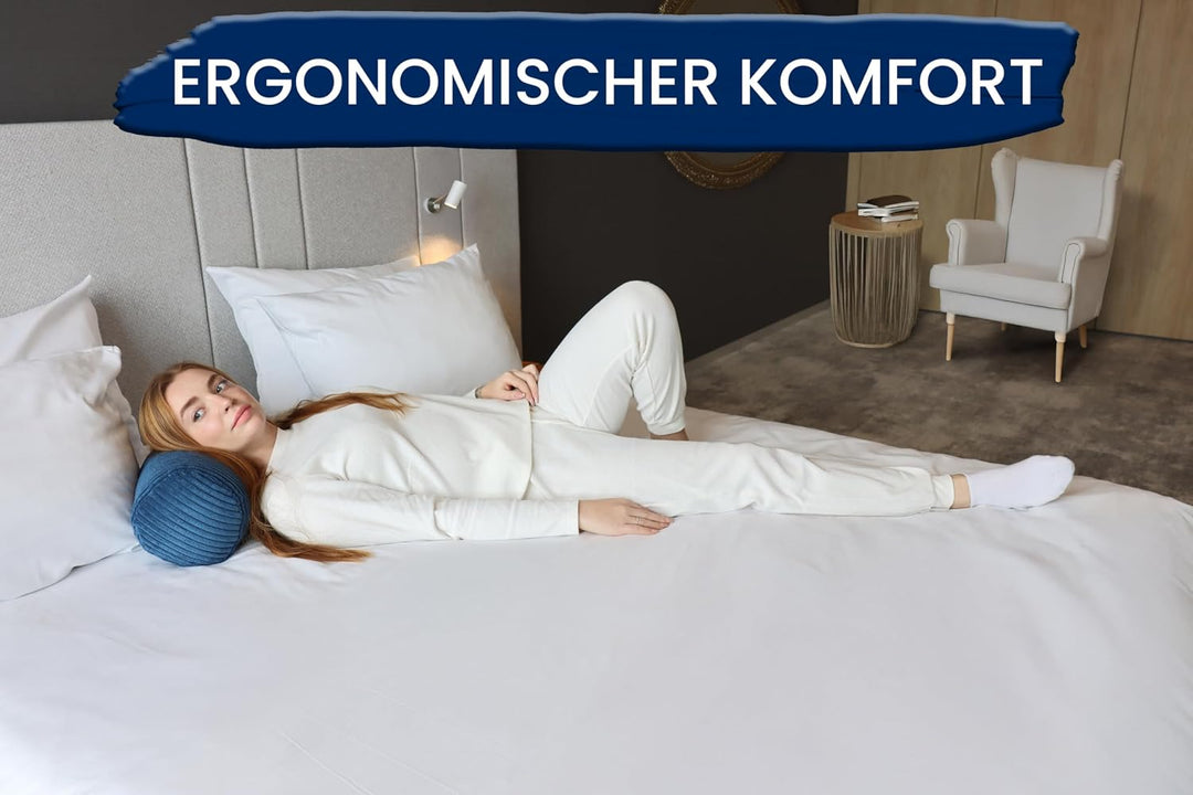 Amilian Nackenrolle mit Bezug 40x15 cm – Cord Kissen mit Füllung – Waschbar – Für Erwachsene &amp; Kinde