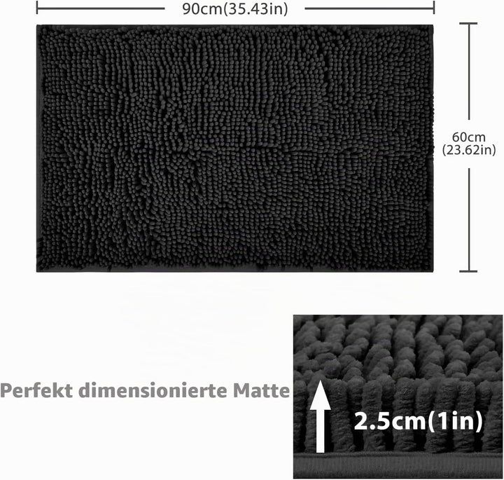 FCSDETAIL rutschfeste, Hochflor Badteppiche 60 x 90 cm, Maschinenwaschbare Badematte, Badvorleger mi